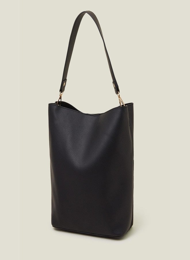 أكسيسورايز حقيبة كتف دلو سوداء من أكسسورايز لندن للنساء | حقائب يد للنساء - Image 3